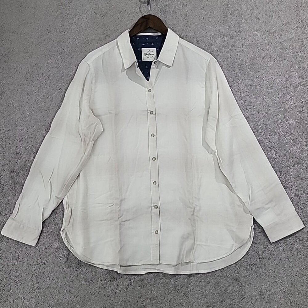 NEW Women's Jachs Girlfriend Super Soft Flannel Shirt White Size Large
